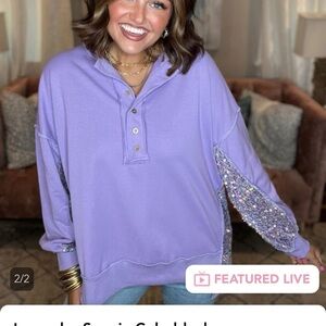 Peach Love California Black Oversized Henley Sweatshirt NWOT